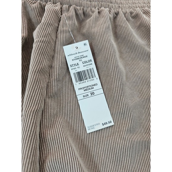 NWT alfred dunner classic fit pants combed corduroy khaki beige pull on sz 20 ^ - Picture 3 of 8